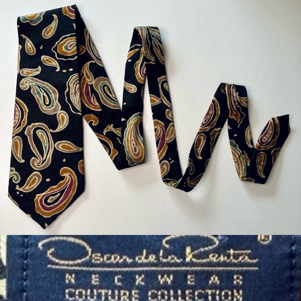 Vintage Oscar de la Renta Neckwear Couture Collection Classic Silk Tie